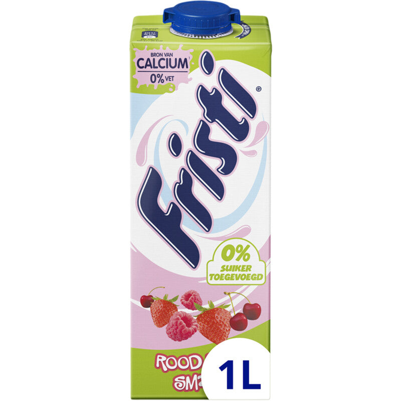 Fristi - Rood Fruitsmaak - 0% suiker toegevoegd - Drinkyoghurt - 1 Liter