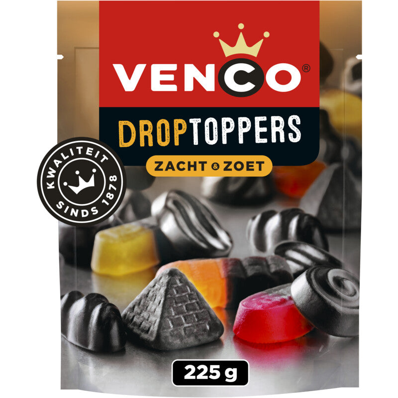 Venco Droptoppers Zacht & Zoet - Nederlandse Zoetigheden